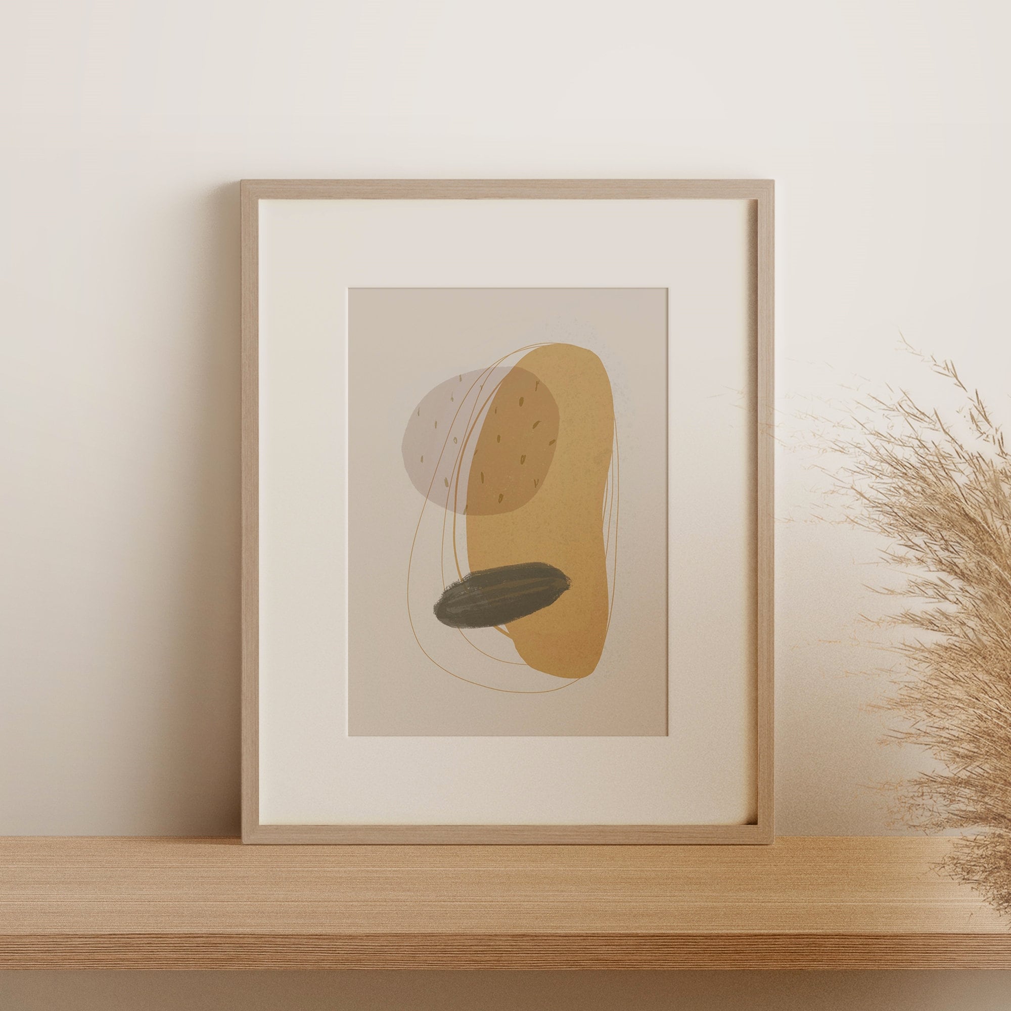 Earth Tone Abstract Art Beige Green Print Neutral Color Wall Etsy