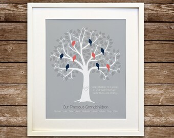 but our hearts forever hold our hands for a little while Grandchildren family tree hand painted chalkboard custom