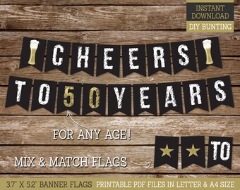 Download Cheers Beer Birthday Theme Printable Banner for Milestone ...