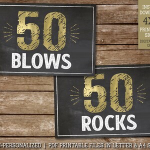 50th Birthday Signs, Cheers to 50 Years, 50 Sucks, 50 Rocks, 50 Can ...