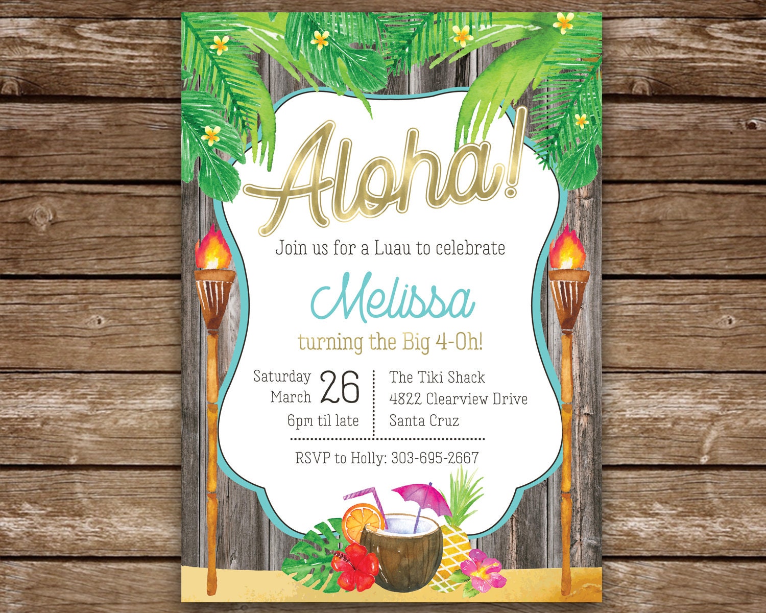 Invitations INSTANT ACCESS Digital Party Invitation Tiki Invitation