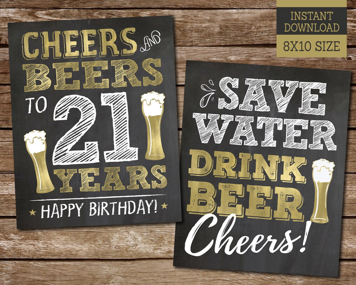 21st Birthday Sign Pack 21st Birthday Decorations PRINTABLE - Etsy