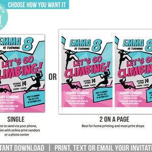 Editable Rock Climbing Party Invitation Girl Indoor Climb Birthday Invite Instant Download Printable Corjl CL3 image 4