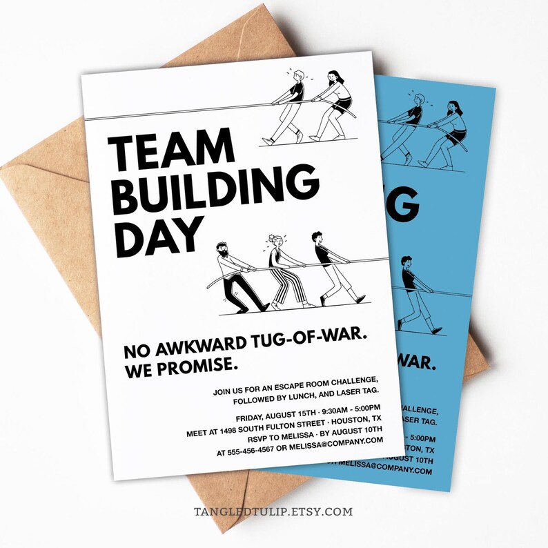 Company Team Building Invitation | Funny Staff Team Building Day Event ...