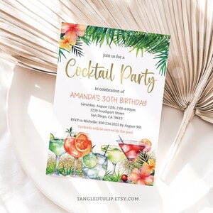 Invito modificabile per cocktail party Cocktail tropicali Invito di compleanno Aperol Spritz Cosmopolitan Download immediato STAMPABILE Corjl CP1