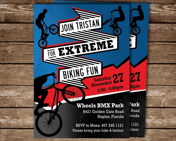 BMX Bike Digital Invite, Biking Party Invitation, BMX Bikes Invitation, BMX Party, Extreme Biking Fun, Digital File Il_570xn