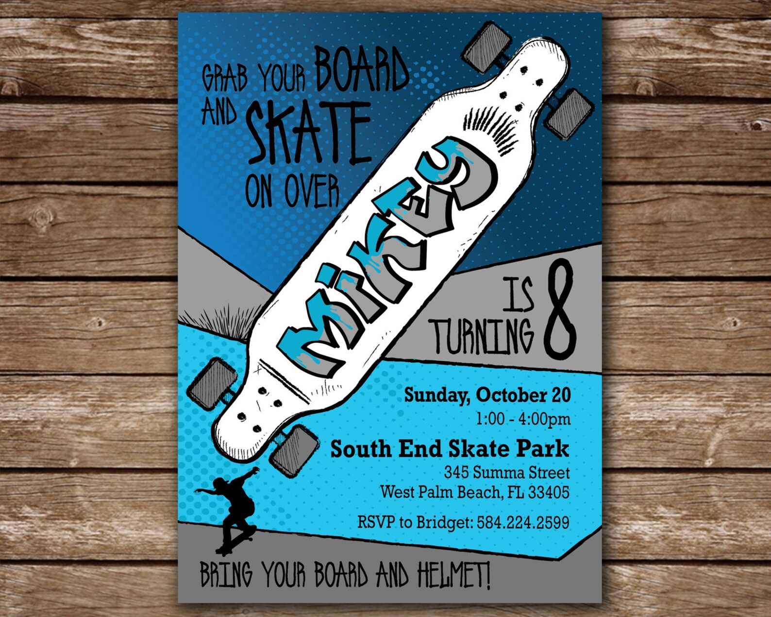 Skateboard Party Invite Skateboarding Birthday Party Etsy