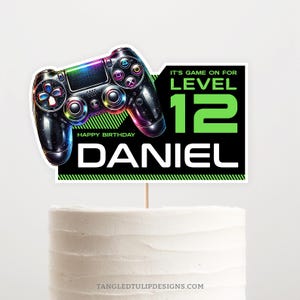 Gaming Cake Topper, druckbarer Gamer Geburtstag Cake Topper, bearbeitbarer Videospiele Cake Topper, digitaler Download, Corjl GA1