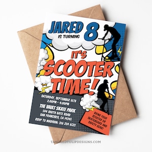 Scooter Birthday Invitation Template, Editable Scooter Party Invite Boys It&#39;s  Scooter Time! Scootering Invite Corjl SC1