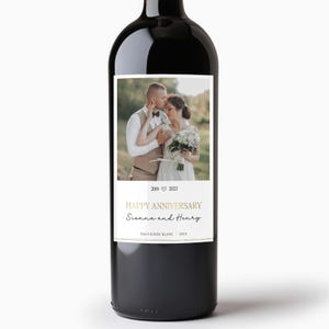 Anniversary Wine Label Template, Editable Anniversary Gift Wine Label, Personalized Anniversary Gift Wine Label with Photo, Printable A005