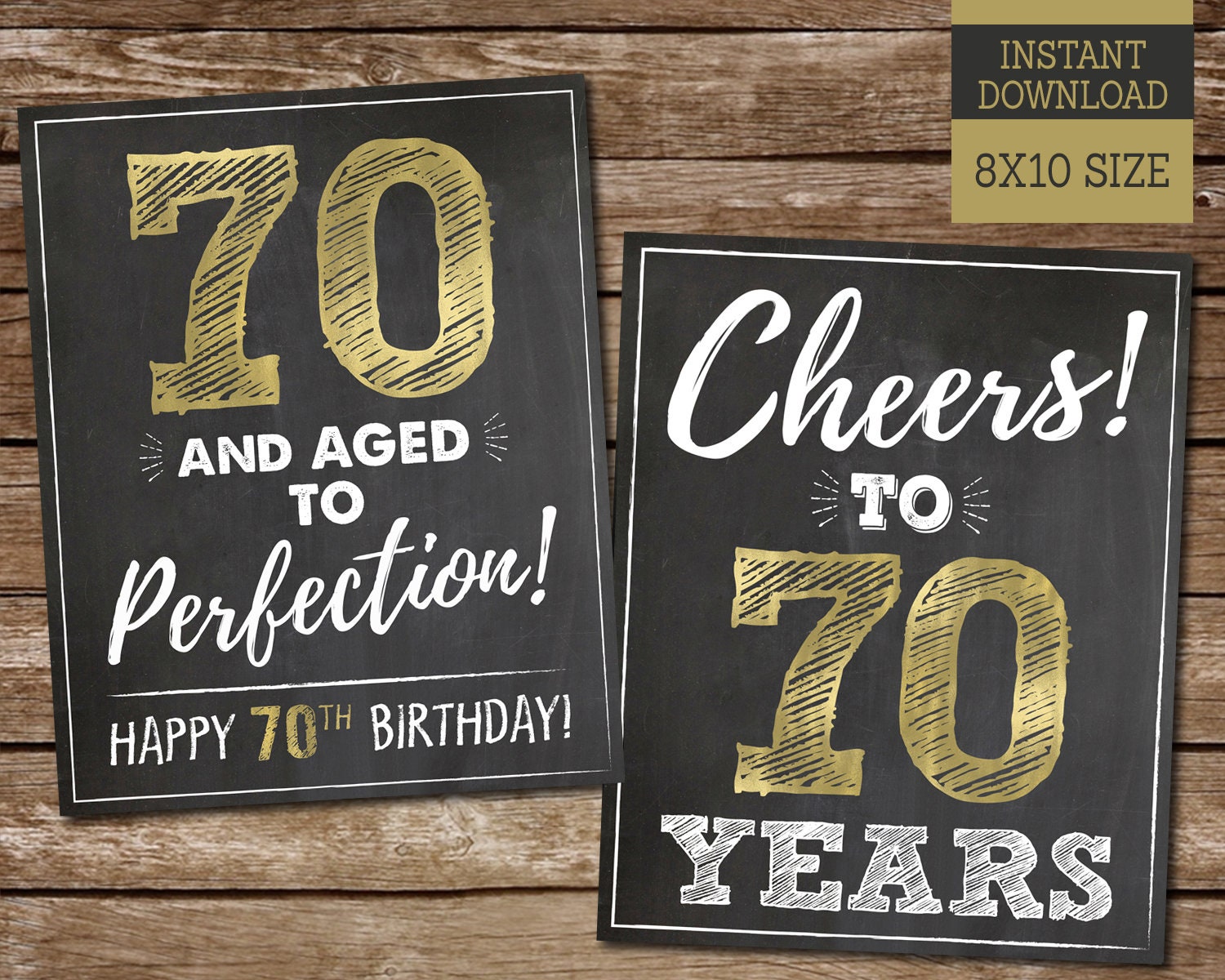 70th Birthday Sign | Gold Chalkboard Party Decor | Printable Birthday ...
