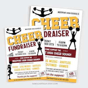 Editable Cheer Fundraiser Flyer and Poster Template, Cheerleading Fundraiser Invitation, School Cheer Quad Event Invite, Any Colors FCF1