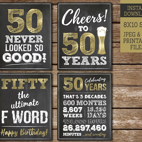 50th Birthday Sign Pack 50th Birthday Party PRINTABLE Signs - Etsy