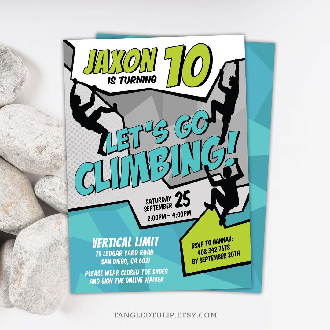 Editable Climbing Birthday Invitation Boys Indoor Rock Climb Etsy