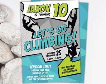 Editable Climbing Birthday Invitation Boys Indoor Rock Climb Party Invite Card Instant Download PRINTABLE Corjl CL2