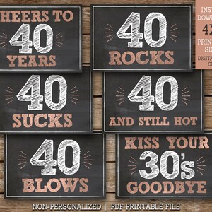 40th Birthday Signs, 40 Sucks, 40 Rocks, 40 Blows, Cheers to 40 Years ...