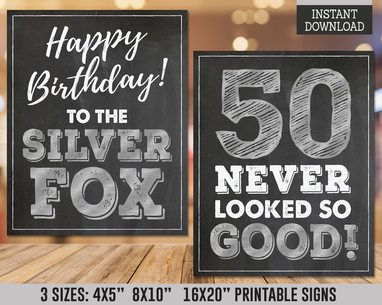 50th Birthday Party Decorations for Men, Silver Fox 50th Theme