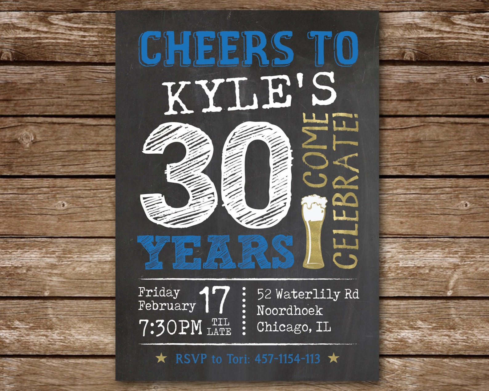 30th Birthday Invitation for Man Cheers to 30 Years Invite | Etsy