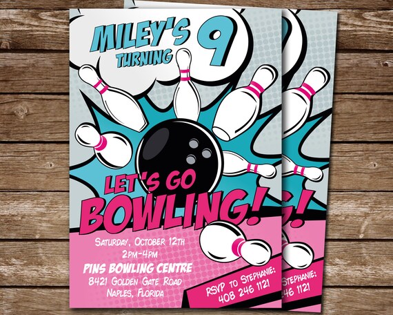 Tenpin Bowling Birthday Invitation for Kids, Bowling Party Invitation, Bowling Digital Printable Invitation, Personalized Il_570xn