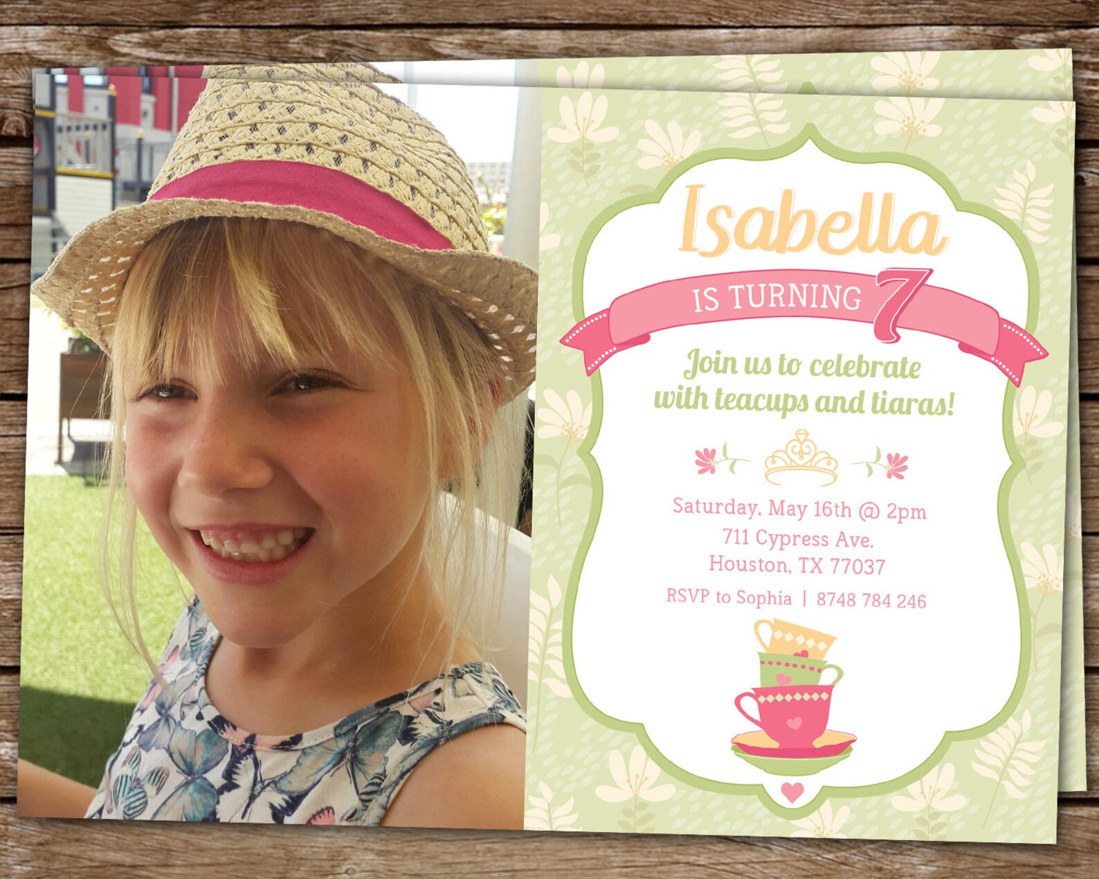 Tea Party Birthday Invitation Teacups & Tiaras Birthday Party Etsy
