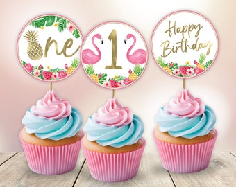 25 Pièces Tropical Decoration Gateau Anniversaire Flamant Rose Cake