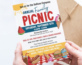 Company Picnic Flyer, Editable Company Family Picnic Announcement Template, Corporate Picnic Invite, Digital, Printable, Corjl