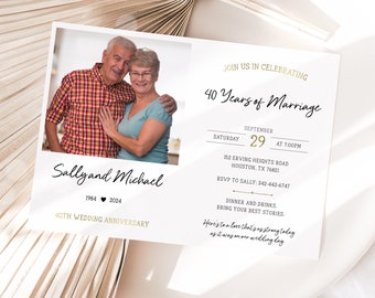 40th Anniversary Invitation | Ruby Wedding Photo Anniversary Invitation | Printable Editable Template | Instant Download A003