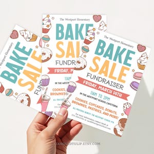Bake Sale Flyer and Poster, Editable Bake Sale Fundraiser Template, School PTA PTO Church Cake Sale Invitation Poster Template BSF1