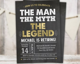 Legend Retirement Invitation | Man Myth Legend Retirement Party Invite | Printable Editable Template | Instant Download RE1
