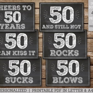 50th Birthday Signs, 50 Sucks, 50 Rocks, 50 Blows, 50 Can Kiss It ...