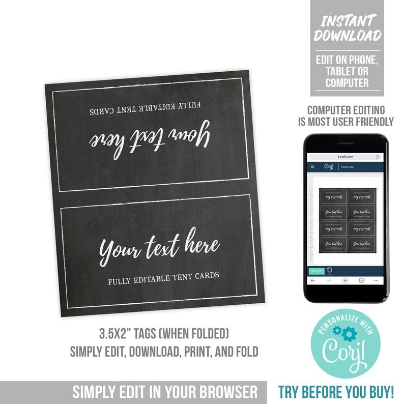 Food Label Tent Cards | Chalkboard Buffet Dish Name Cards Template ...