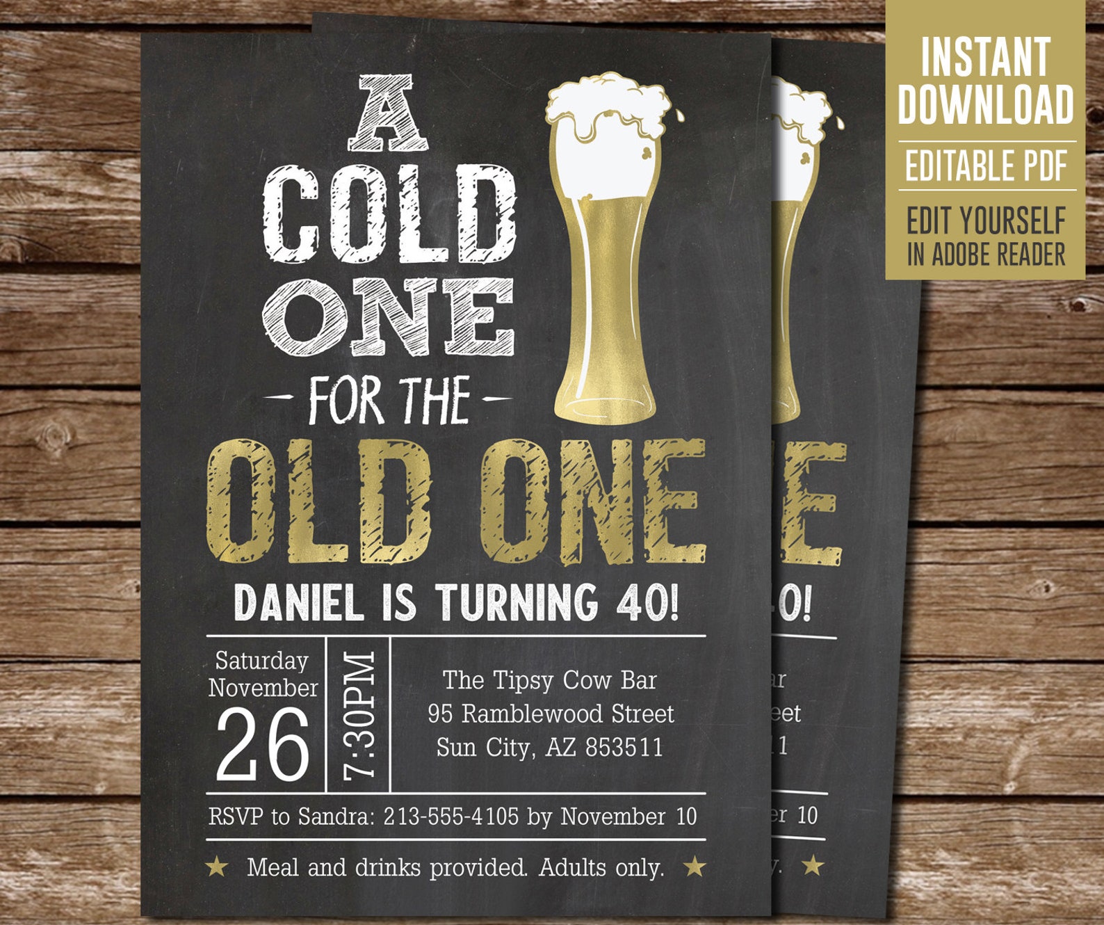 a-cold-one-for-the-old-one-birthday-invitation-for-a-man-etsy