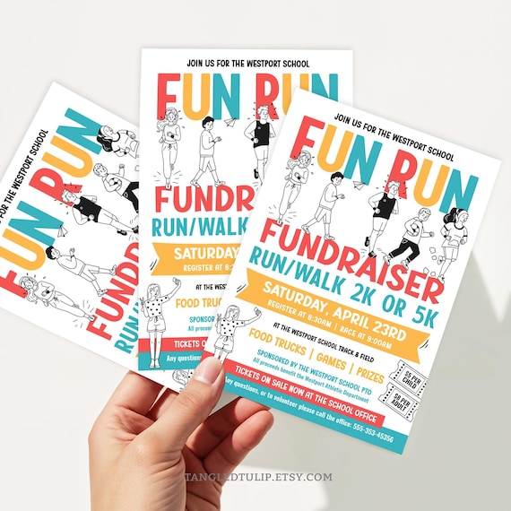 Editable Fun Run Flyer Poster: School Fundraiser Template
