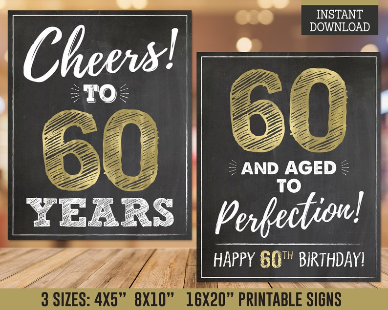 60th Birthday Party Decorations Cheers to 60 Years PRINTABLE - Etsy