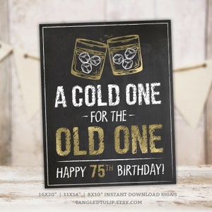 75e anniversaire whisky signe : tableau doré imprimable, froid, ancien (3 tailles, téléchargement immédiat)