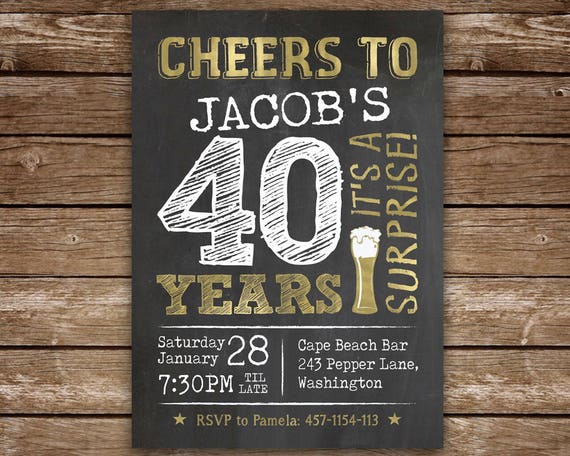 Koning Lear Rendezvous kort Surprise Party Invite for 40th Birthday Cheers to 40 Years - Etsy