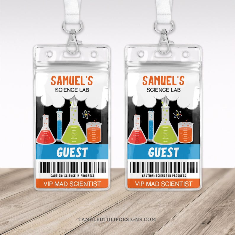 Science Birthday VIP Badge | VIP Mad Scientist Name Badge | Editable ...
