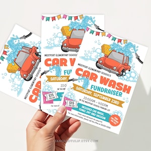 Editable Car Wash Fundraiser Flyer, School PTA PTO Flyer, Church, Community Car Wash Poster Template, Fundraiser Invitation CWF1