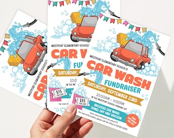 Car Wash Fundraiser Flyer | School & Church Car Wash Event Poster | Printable Editable Template | Instant Download CWF1