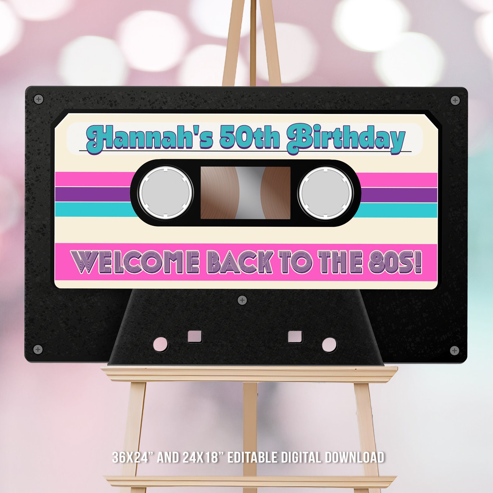 2 Striscioni Di Compleanno Personalizzabili A Tema Anni '80 – Decorazioni Per Feste Per Adulti, Formato Piccolo Rosa, Stampati Su Carta