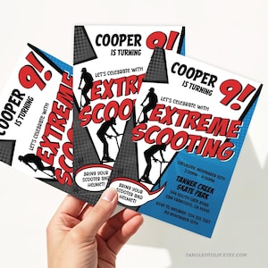 Scooter Birthday Invitation | Boy Extreme Scooter Birthday Party Invite | Printable Editable Template | Instant Download SC1