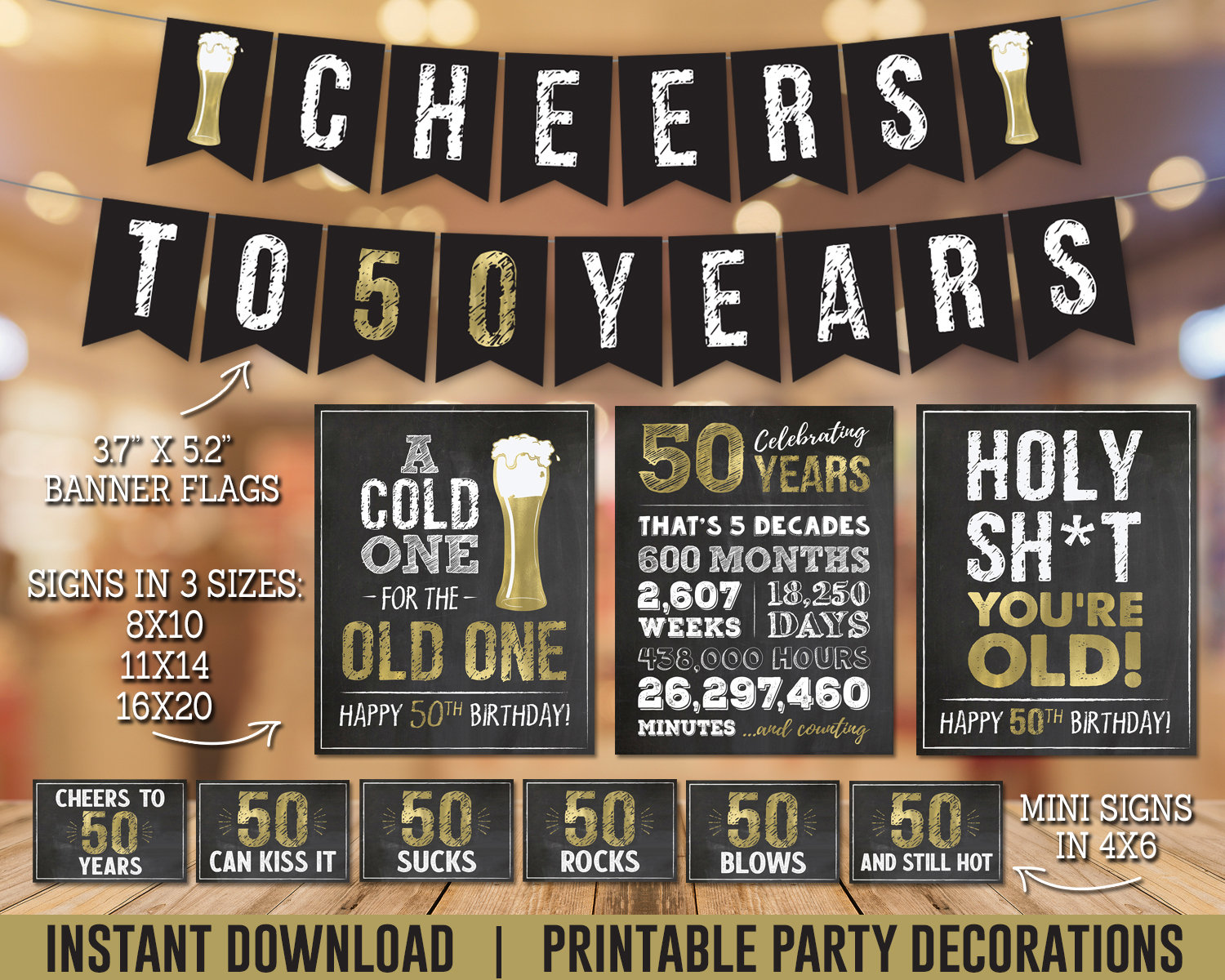 50th Birthday Party Decorations for Men Cheers to 50 Years - Etsy ...