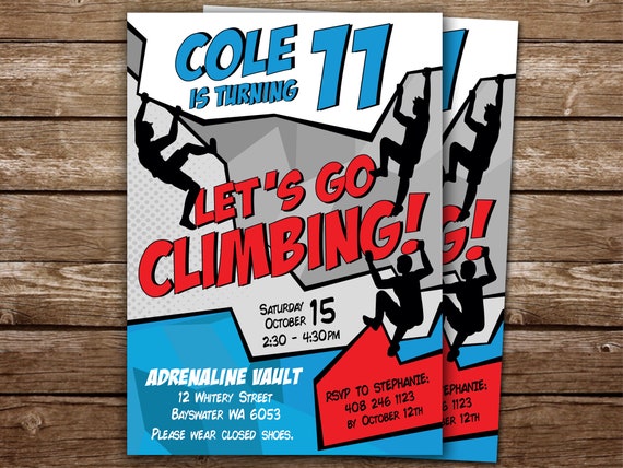 Climbing Birthday Invite For Boys Rock Climbing Party Invitation Climbing Birthday Invite For Boys Rock Climbing Party Invitation