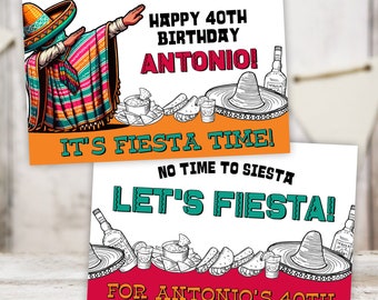 Editable Mexican Fiesta Centerpiece signs, Fiesta Food Label signs, Fiesta Party Decorations for Him. Editable Templates Corjl MEX1