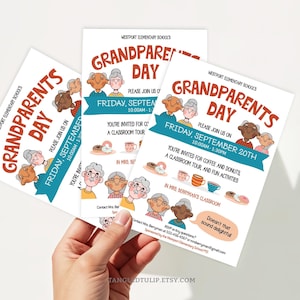 Grandparents Day Invitation Template, Editable Grandparents Day Invite with donuts, Printable Grandparents Party Invitation Flyer, GRA1