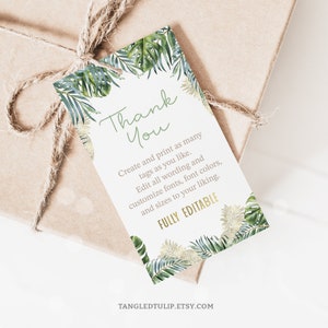 Tropische gunst cadeaukaartjes voor een bruids douche gouden ananas bedankkaartjes BEWERKBARE sjabloon Instant Download AFDRUKBARE Corjl BOH2
