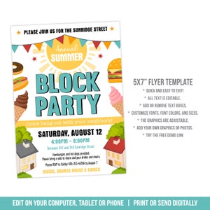 Block Party Flyer Template, Editable Neighborhood Block Party ...