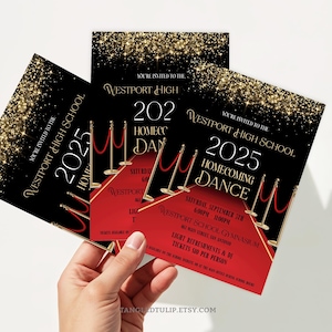 Homecoming Dance Invitation, Editable Homecoming Dance Invite Flyer and Poster, Red Carpet High School Dance HOC1