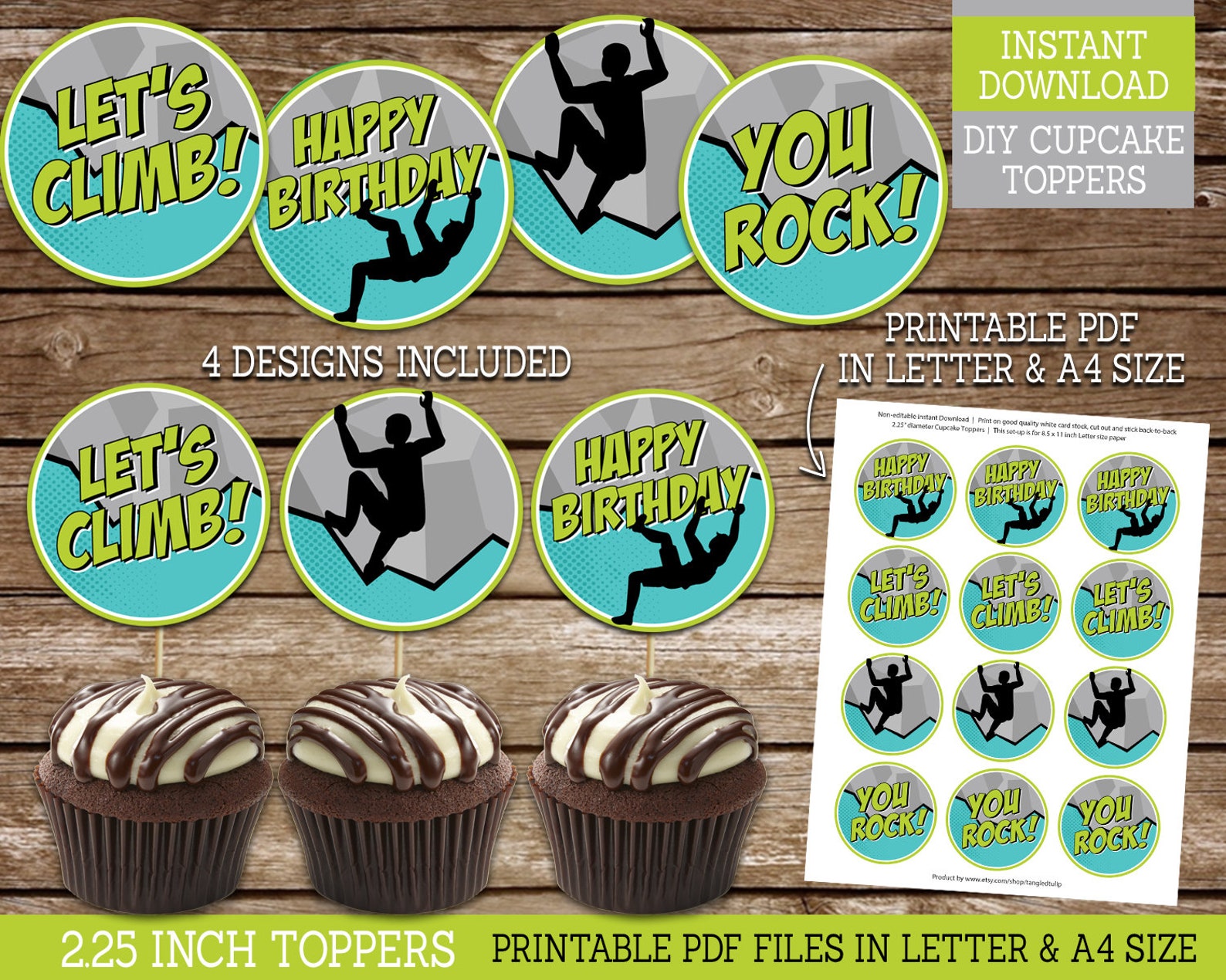 Climbing Cupcake Toppers for Boys Birthday Party PRINTABLE Etsy