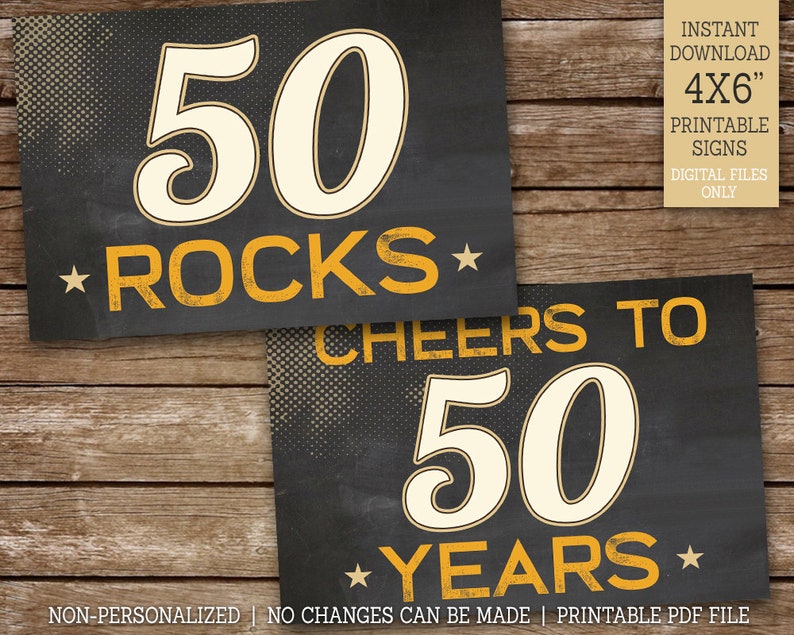 6 Chalk Style Signs 50th Party Decor Printable 50 Sucks 50 Rocks Kiss Your 40 S Goodbye Cheers To 50 Years 50 Blows Banners Signs Paper Party Supplies Jewellerymilad Com